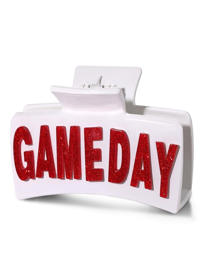 فالين مشبك شعر فالين ليوم المباراة للنساء، 4 بوصات، مشبك شعر رياضي لكرة القدم، أحمر وأبيض، مشبك شعر أكريليك، إكسسوارات شعر لأمهات لاعبي كرة القدم، ملابس يوم المباراة، هدايا حفلات رياضية - Image 1